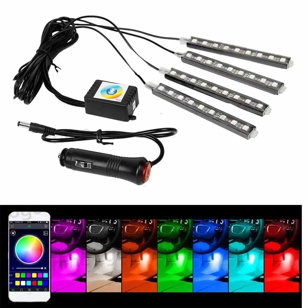 

Smart iOS Android App Bluetooth Control LED RGB Car Interior Floor Decorative Atmosphere Lights Strip Glow Neon Decoration Lamp