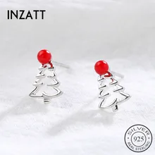 INZATT классические Настоящее серебро 925 проба рождественские деревянные серьги модный подарок для украшения для маленьких девочек вечерние праздничные модные