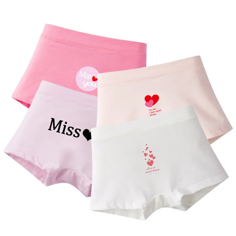 

4pcs/set Children Cotton Boxer Briefs Teenage Underpants Young Girls Underwear Cute Children Kids Baby Panties 2-15T