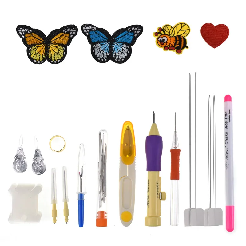 Looen Magic Embroidery Punch Needles Pen Set 50pcs Threads Sewing Knitting Kit Embroidery Patterns with Case Hand Sewing Tools (3)