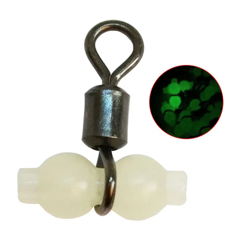 200pcs/lot Luminous Rolling Swivels Fishing Swivels Sea Fishing