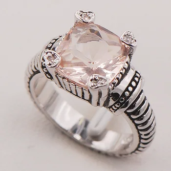 

Morganite Women 925 Sterling Silver Ring F718 Size 6 7 8 9 10