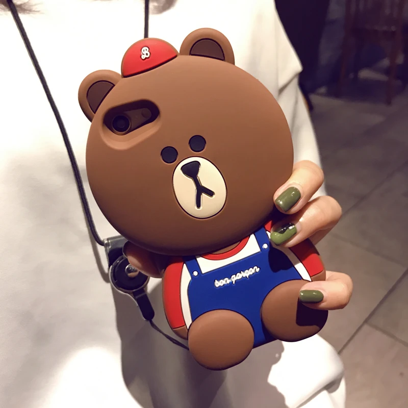 3D Cartoon Animals Joy Doll Cute Big Face bear Soft Silicone Back Cover For iphone 6 6plus 6s Plus 8 7 plus X Phone Cases