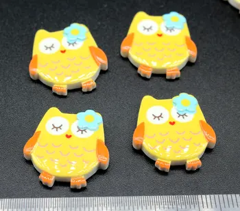 

200pcs Kawaii sleepy owl cabochon decoden deco diy charms yellow color 20mm