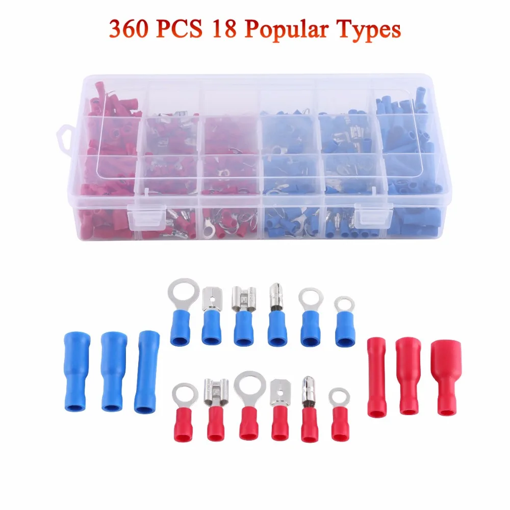 Electrical Wire Terminal Connectors 76pc Spade Male Female Crimp Ring Assorted 