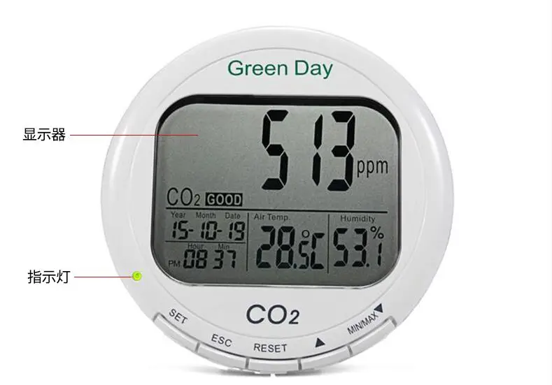 Настольный детектор углекислого газа 3 в 1 диапазон 0 ~ 9999ppm | Инструменты
