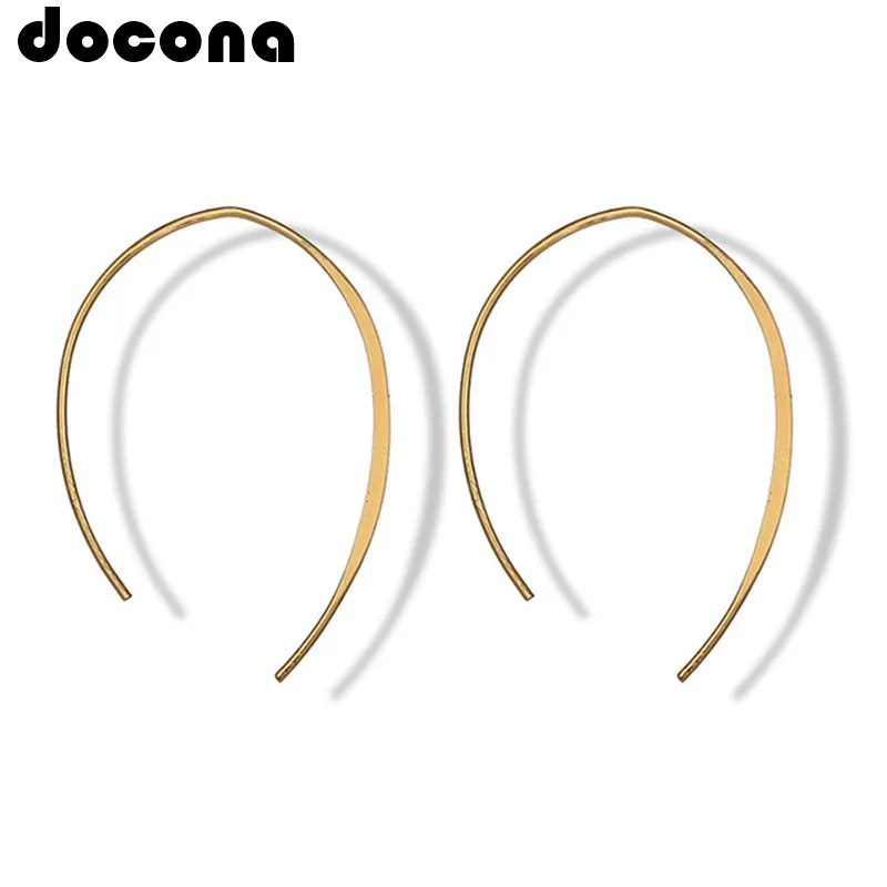 

docona Gold Silver Color Fish Line Drop Dangle Earring for Women Metal Geometric Piercing Earring Party Jewelry Pendientes 6405