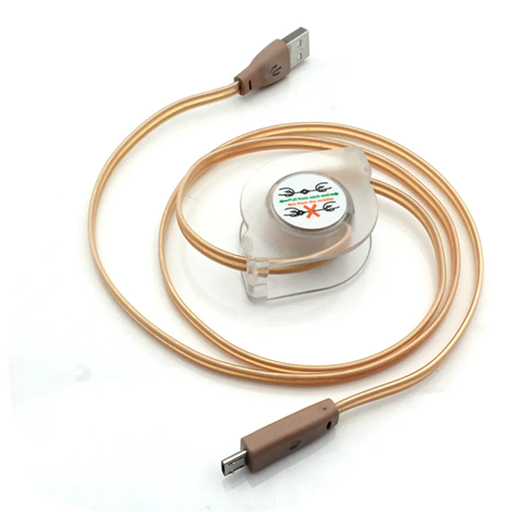 

Mini usb cable telescopic LED data cable Light Micro USB to USB retractable cable data charger charging cable