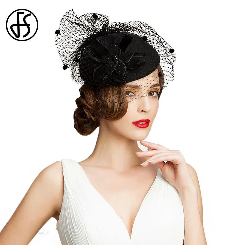 FS Ladies Hats Fascinators Black 100 Australia Wool Pillbox Hat With