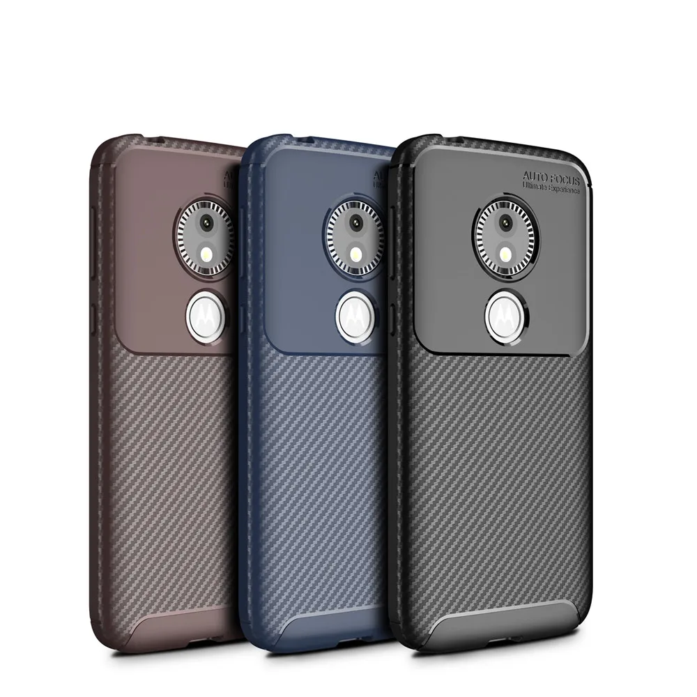 For Motorola Moto G6 E5 Plus Soft Silicone Matte Case Carbon Fiber Texture Armor Shockproof Cover for Play GO |