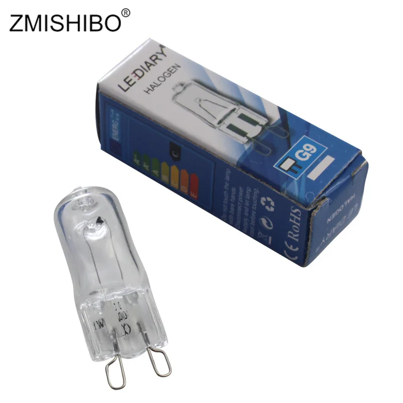 ZMISHIBO 100Pcs/Lot Halogen G9 Bulbs LED Light Bulb 25/40/50w 110V/220V 2800K Warm White Clear Halogen G9 Lamp Chandelier Use