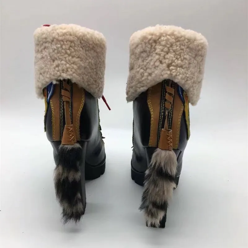 Goma Nuevas Grueso Cálido Bombas Tobillo Bota Tacón 12 Mujeres multiple 2019 Negro Invierno Alto Y Cm Plataforma Zapatos Piel Botas Mujer Ystergal De Las xqCwRPFE
