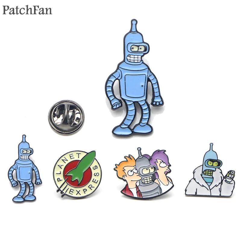 Patchfan Futurama Мультяшные цинковые эмалированные булавки трендовые медали insignia para рюкзак рубашка Броши Одежда Значки для мужчин и женщин A1502