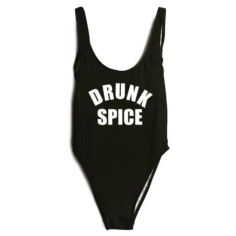 California Waves Summer Funny One Piece Swimsuit Black DRUNK SPICE