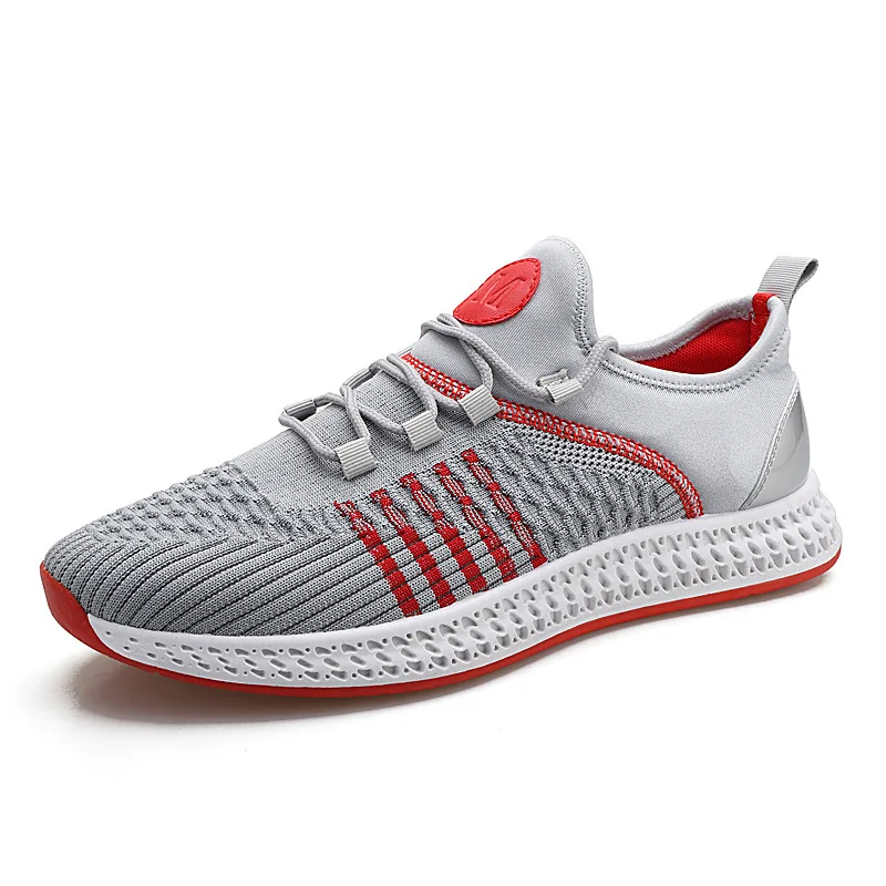 

2019 New Men Shoes Casual Mesh Lightweight Breathable Man Shose Soft Lace up Red Grey Blue Male Trainers Sneakers Summer