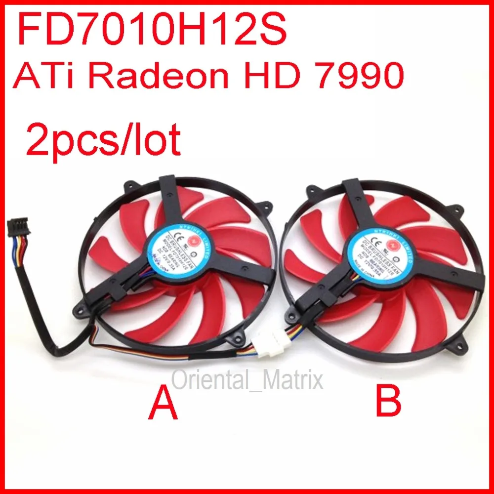 2 шт./лот NTK FD7010H12S 9 см DC 12 В 0.35A для ATi Radeon HD 7990 (3 модели вентилятора) Вентилятор
