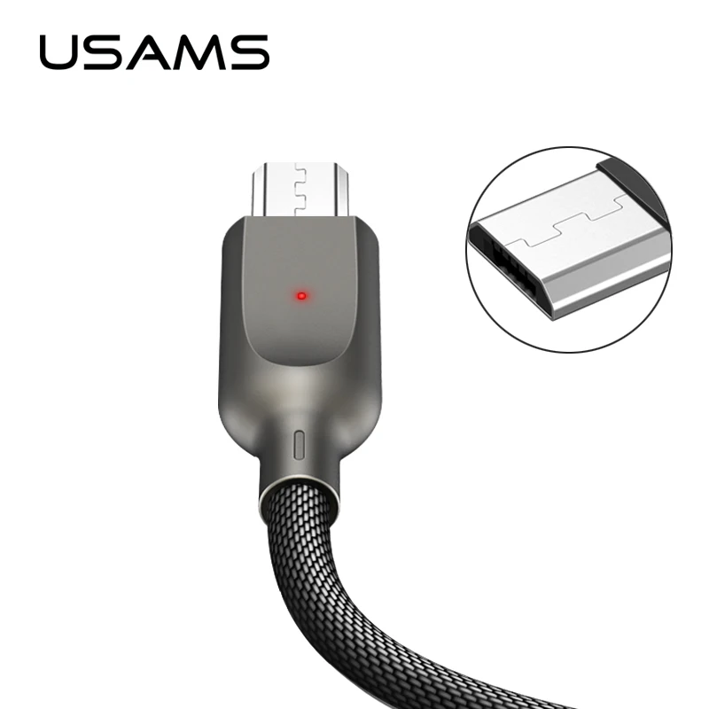 

USAMS Micro USB Cable Auto Disconnected Nylon Braided cable with LED light,support QC 3.0 quick charge cable