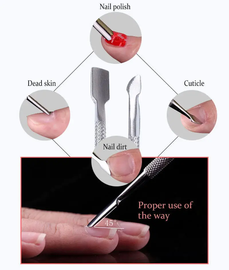 

TOP SALE 13.5cm Stainless steel cuticle pusher trimmer remover pedicure manicure nail art tools