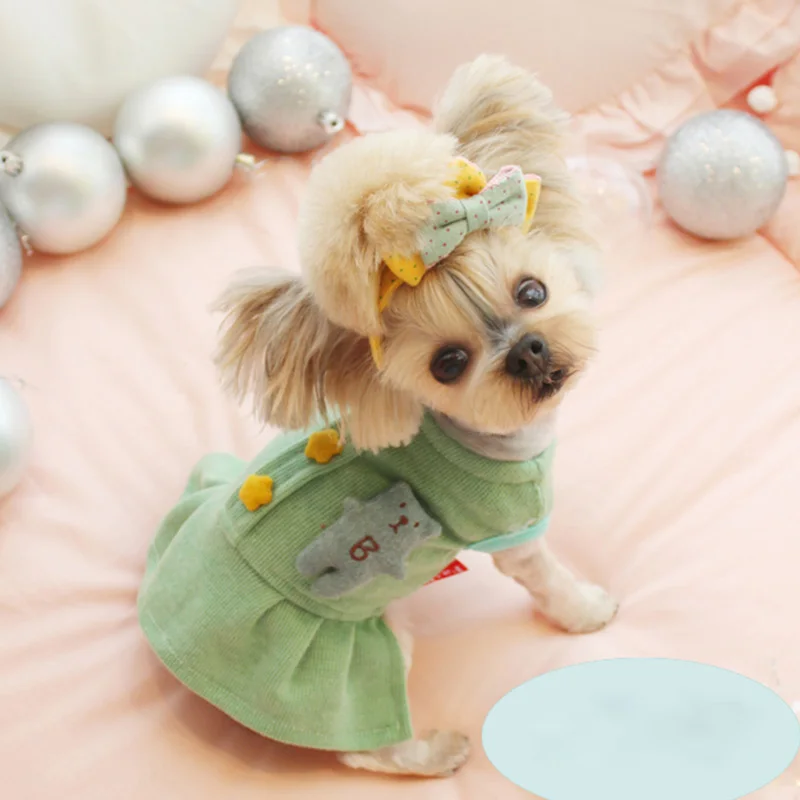Зимний костюм для животного год собака одежда для малых и средних собак платья корейский стиль детское платье кошка собака платье для собаки чихуахуа