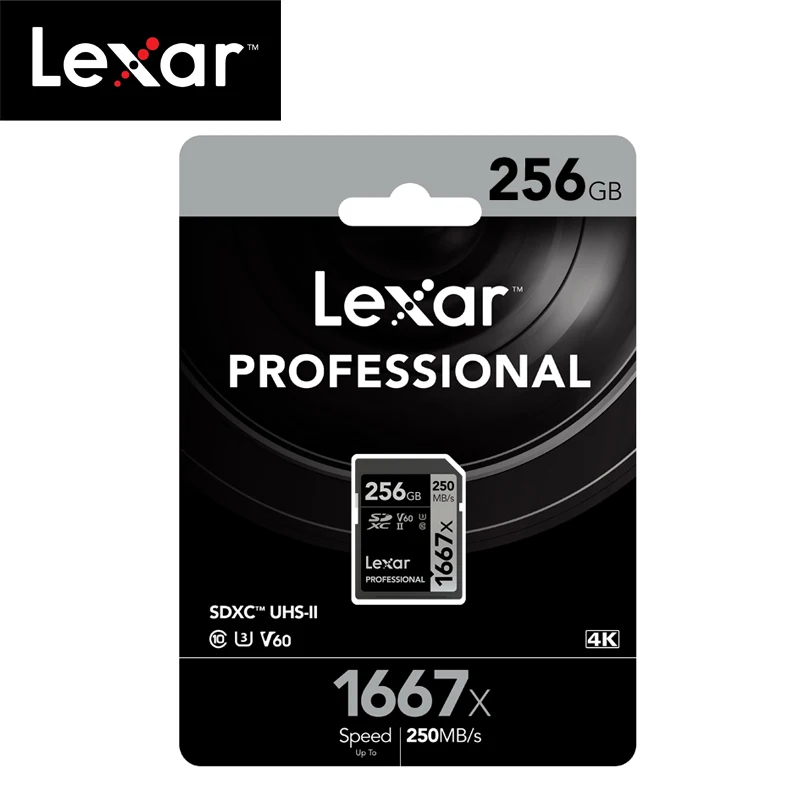 Lexar 1667x до 250 МБ/с. флэш-память sd card 64 Гб 128 V60 UHS-II U3 карты высокой скорости 256 карта SDXC Для 3D 4K HD видео - Емкость: 256GB