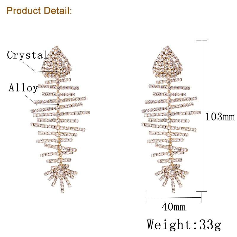 Junlead, модный дизайн, роскошные хрустальные стразы Oorbellen, длинные массивные Стразы в виде рыбьей кости, серьги-капли для женщин, ювелирное изделие