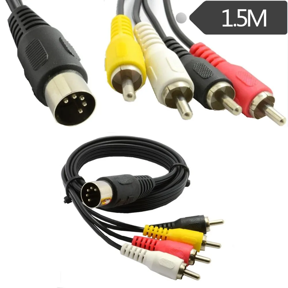 5P DIN male plug to 4 RCA Male Adapter Cable Audio Video AV Cables