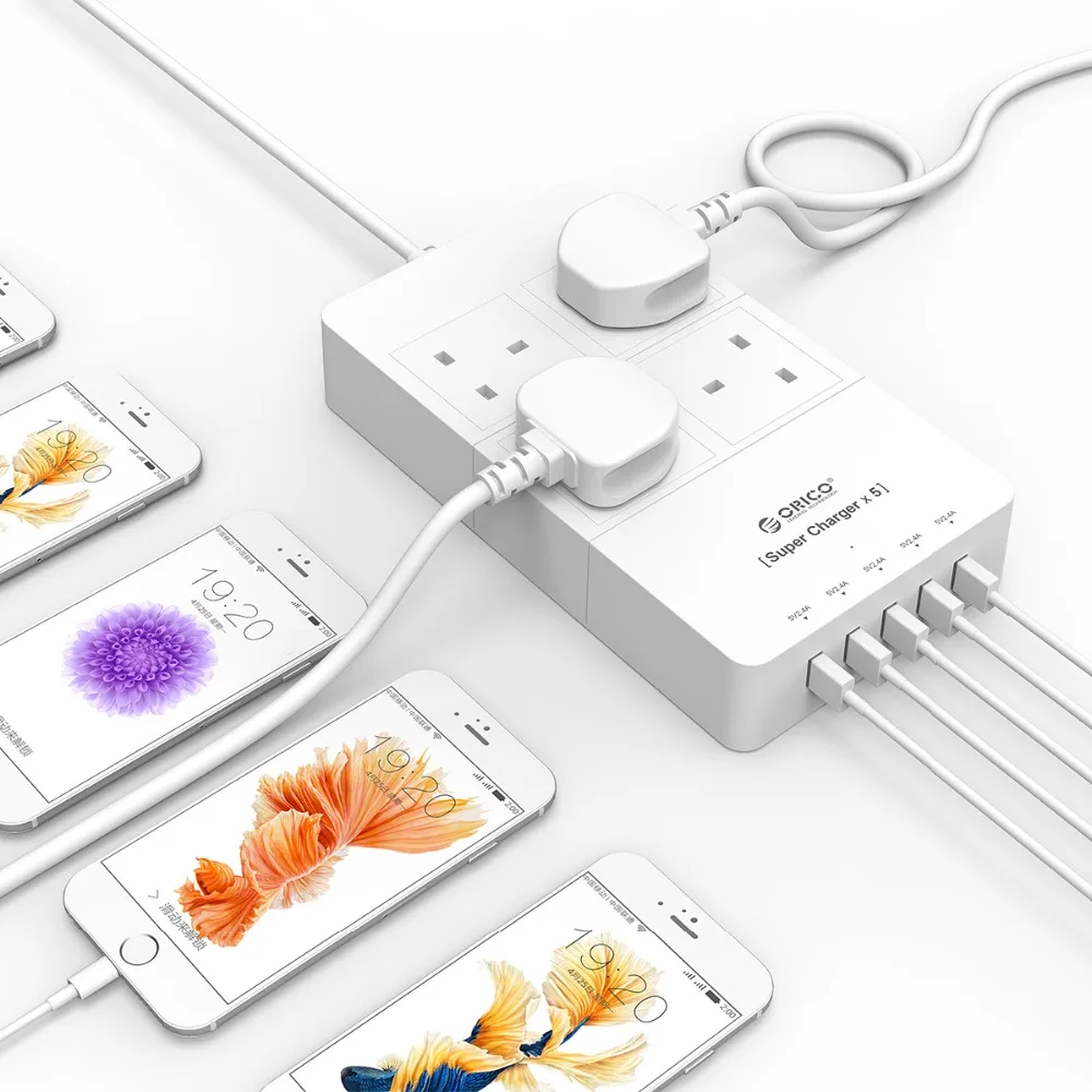 Умная usb лента ORICO с несколькими разъемами 4ac штепсельная вилка UK 5 портов зарядное