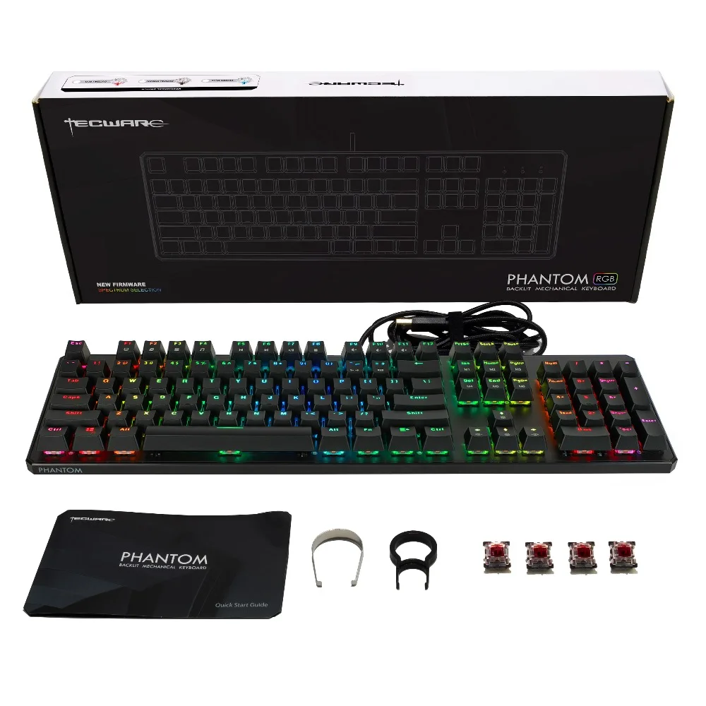 Механическая клавиатура TECWARE Phantom 104 RGB LED синий переключатель Outemu дополнительные