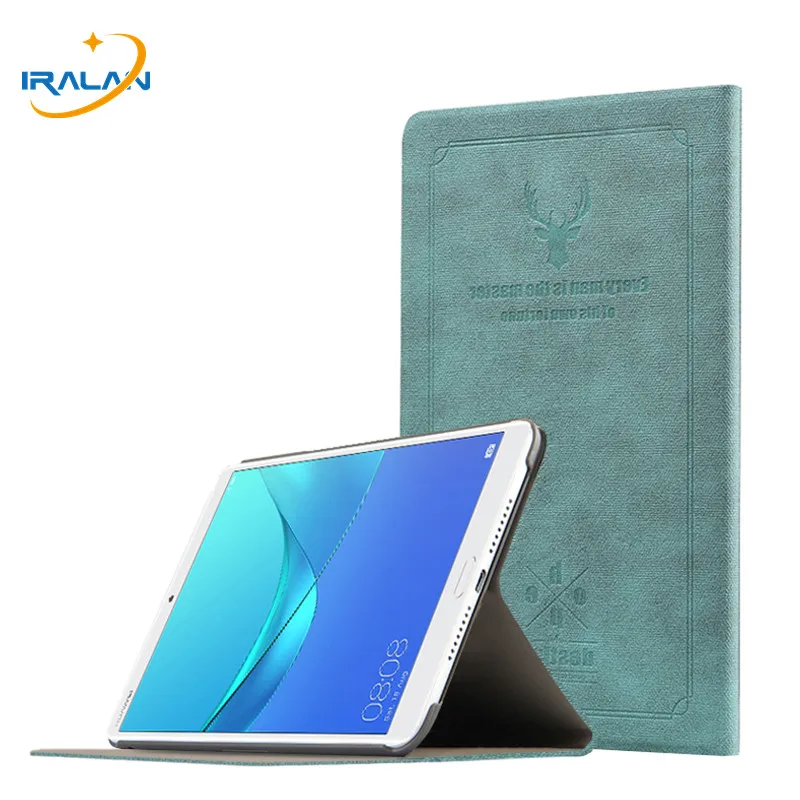 

Ultra Slim Retro Deer Pattern PU Leather Case for Huawei M5 8.4 SHT-AL09 SHT-W09 Tablet Smart Stand Protective Cover+Film+Syulus