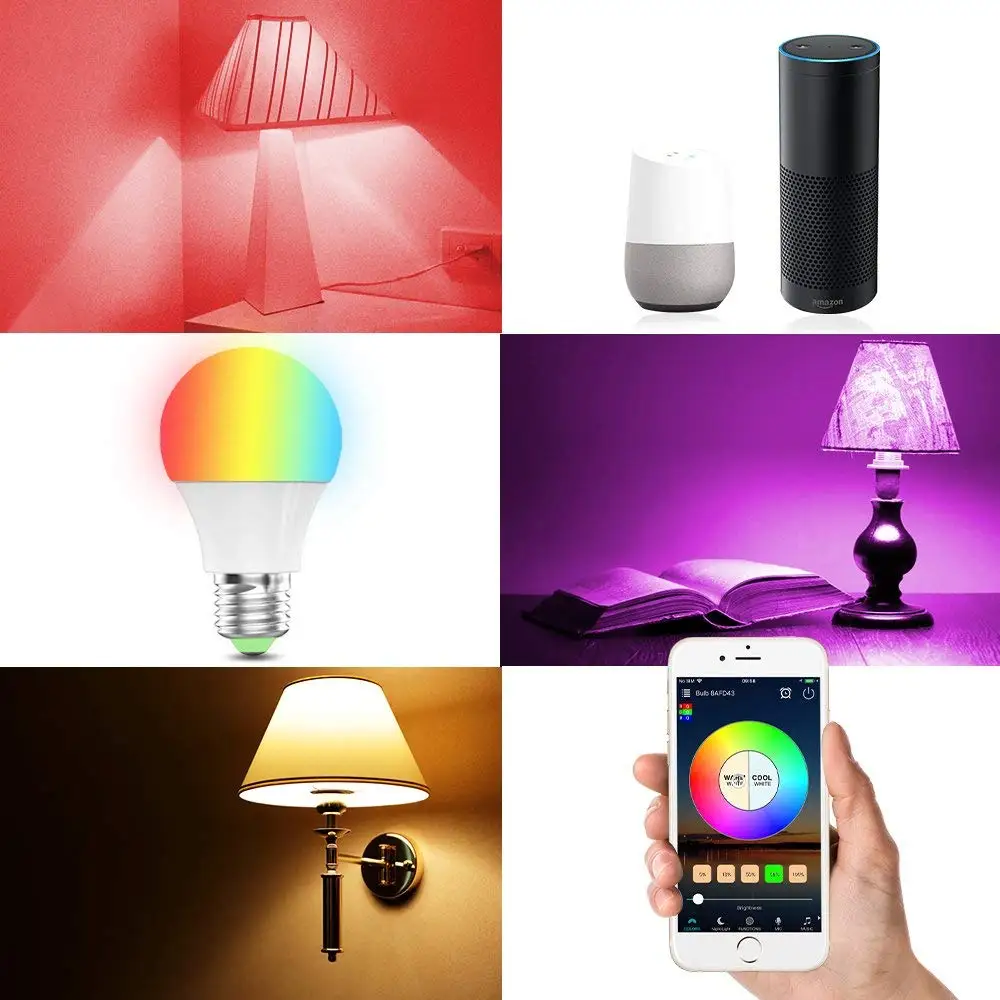 E27 E26 умная WIFI лампа 16 цветов меняющая RGB rgbw 4 5 W 6 волшебная Alexa AC 110V 220V Светодиодная