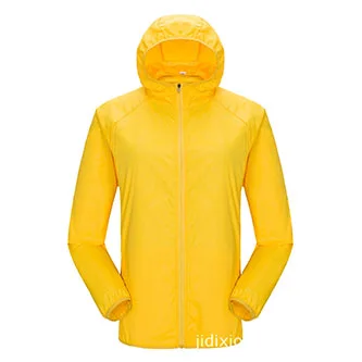 Мужская и женская быстросохнущая спортивная куртка для походов, водонепроницаемая куртка с защитой от ультрафиолета, уличные спортивные кожаные куртки, летние и осенние тонкие куртки для дождя - Цвет: Золотой