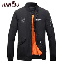 HANQIU Parkas Men Brand Winter Spring Bomber Jacket Casual Solid Warm Stand Collar Slim Fit Embroidery Zipper Pocket Coat