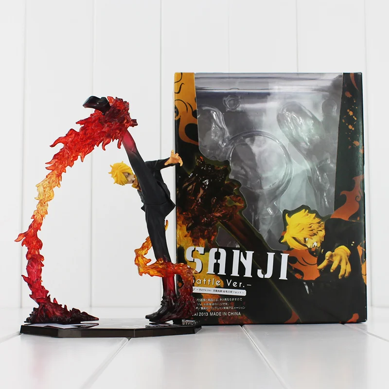 Anime One Piece Black Leg Sanji Fire Battle Version Boxed PVC font b Action b font