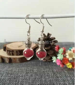 

100sets/lot lantern design Glass Vials Pendant DIY rice Art Jewelry dangle earrings Magic Vials ear Essential Oil drop earrings