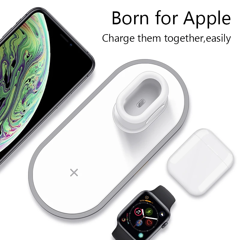 VVKing Wireless Charger For iPhone X XS MAX XR Fast Wireless Full load 3 in 1 Charging Pad for Airpods Apple Watch 5 4 3 2