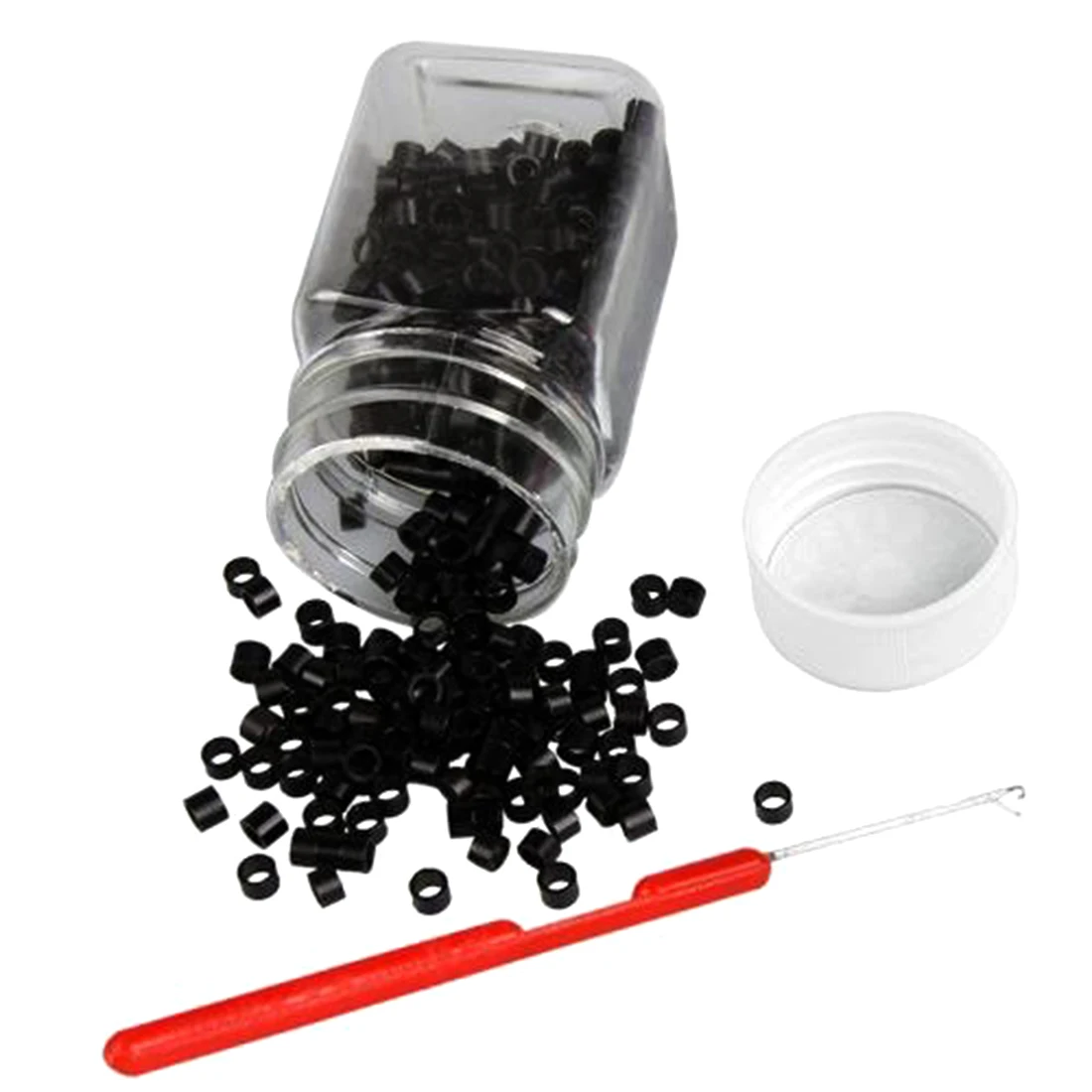 

Braids 500pcs lot Silicone Aluminum Black 5 * 3 * 3mm Micro Rings/Links/Beads with 1pc Crochet Needle Hair Extensions Tools