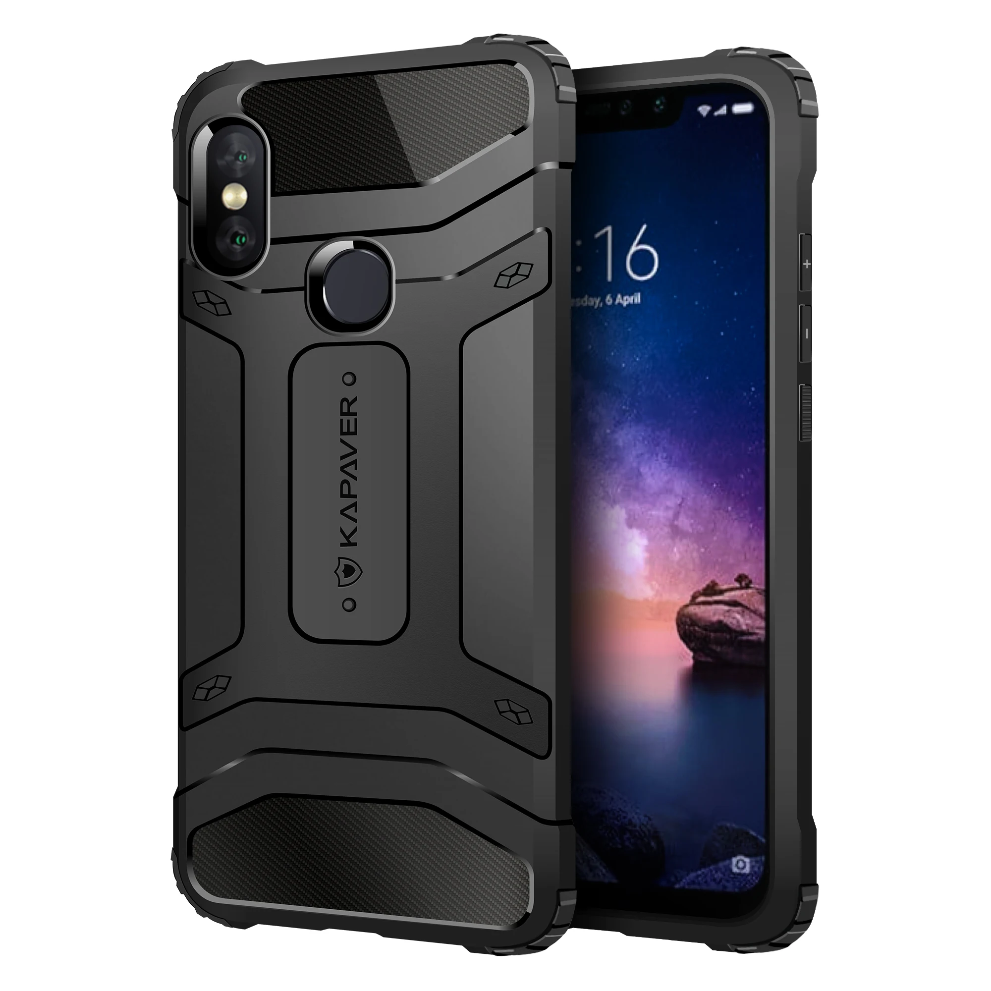 

KAPAVER® Back Cover Case for Xiaomi Redmi Note 6 Pro Drop Tested Shock Proof Carbon Fiber Armor Black