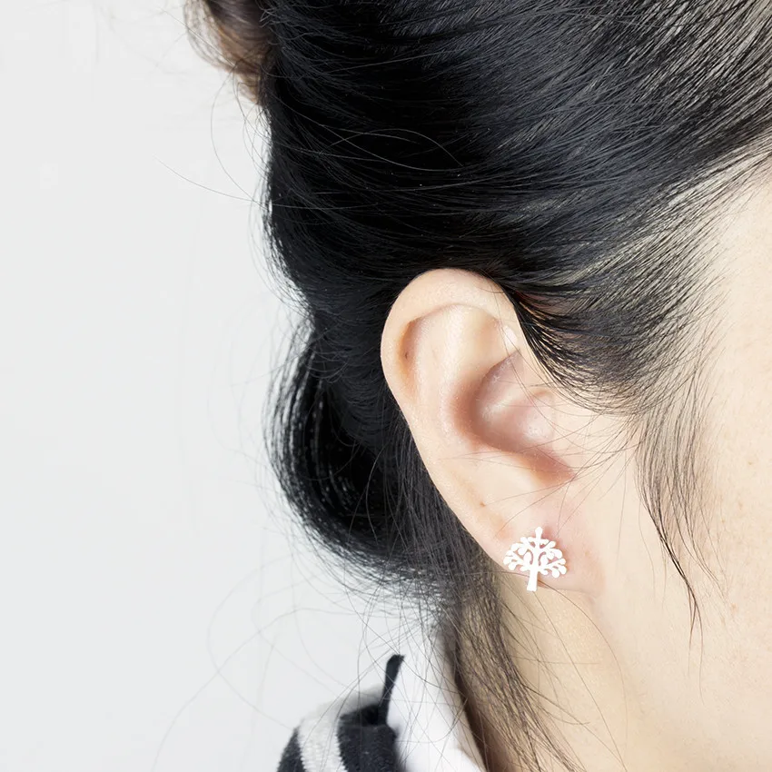 

Simple Big Tree Stud Earrings Gold Color Stainless Steel Tiny Branches Leaves Earrings Fashion Jewelry Oorbellen Voor Vrouwen