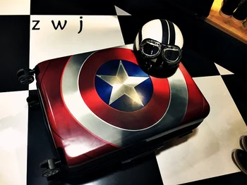 

20 24 28 inch Captain America luggage men&women Marvel wheeled suitcases/Trolley travel luggage for hero fans