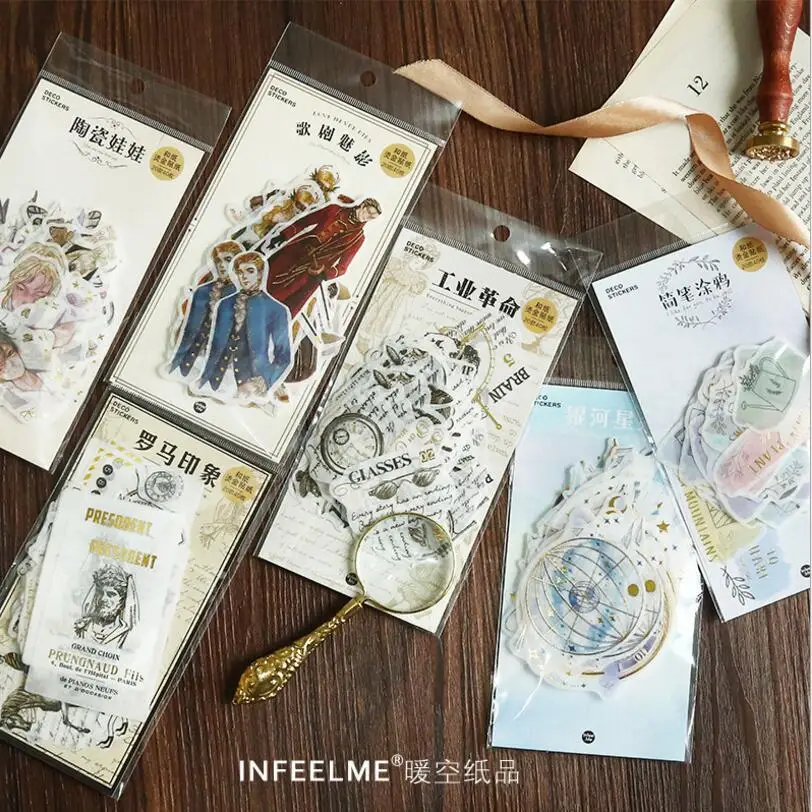 

40 pcs/set Phantom of the Opera Milky Way galaxy Porcelain Doll Retro Roma gilding Stickers DIY decoration planner Scrapbooking