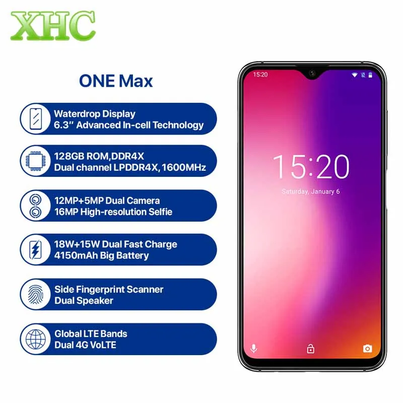Глобальная версия UMIDIGI ONE MAX 4G ram 128GB rom мобильный телефон Helio P23 Android 8 1 Беспроводная