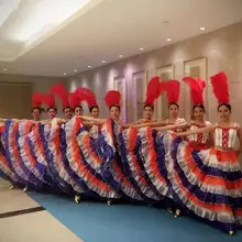 Перо Танцевальный костюм открытие Танцы производительность испанского фламенко платье