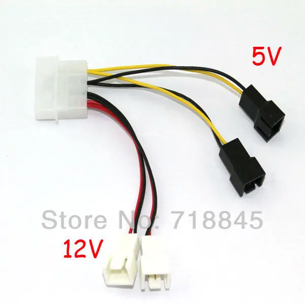 

50pcs Lot Computer 12V 4pin To 3pin Dual 12V 5V Y-Splitter Fan Power Wire Cable Free Shipping