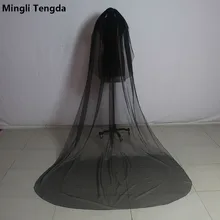 Mingli Tengda черная 3 м Длинная фата невесты с гребень для свадьбы вуаль невесты Фата до пола Карандаш Край Sluier двухслойная свадебная вуаль