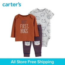 3pcs babysoft cotton cute slogan stripes bear print clothing Set Carter s baby boy spring autumn