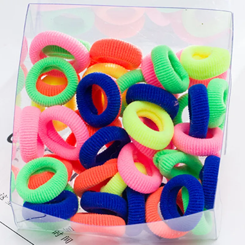 

New 50PCS/Lot Girls Candy Colors Hair Ring Rubber Bands Tie Gum For Hair Children Headwear Kids Ponytail Holder Hair Accessories