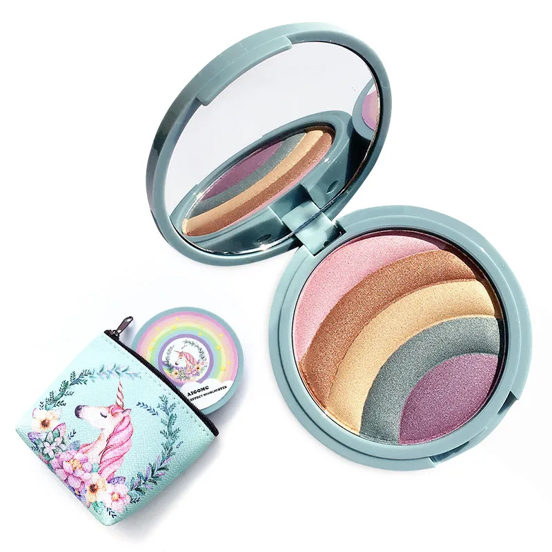 

New Highlighter Plate High-gloss Rainbow Five-color Powder Cake Beauty Color Highgloss Box Champagne Charming Selling Beauty Hot