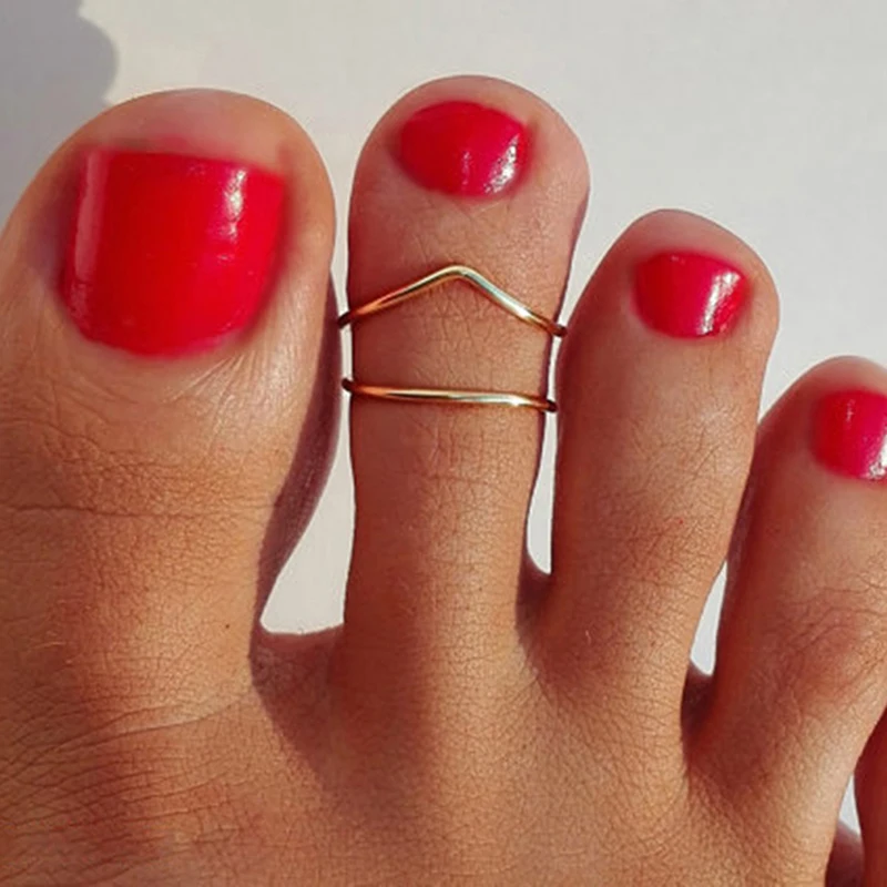 New Simple Fashion Full Handmade Letter V-shaped Foot Ring Adjustable Toe | Украшения и аксессуары