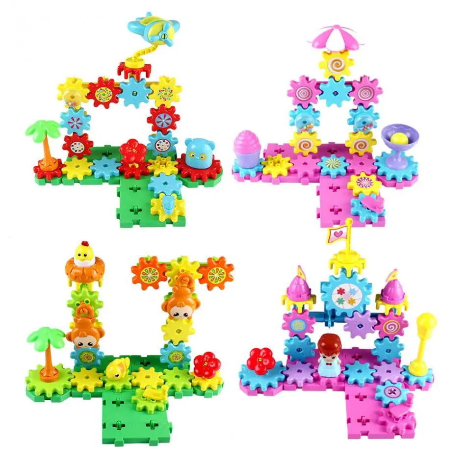 Шестерни строительные блоки сцена Contruct блок игрушка красочные пластиковые строительные наборы Развивающие игрушки для подарки для детей
