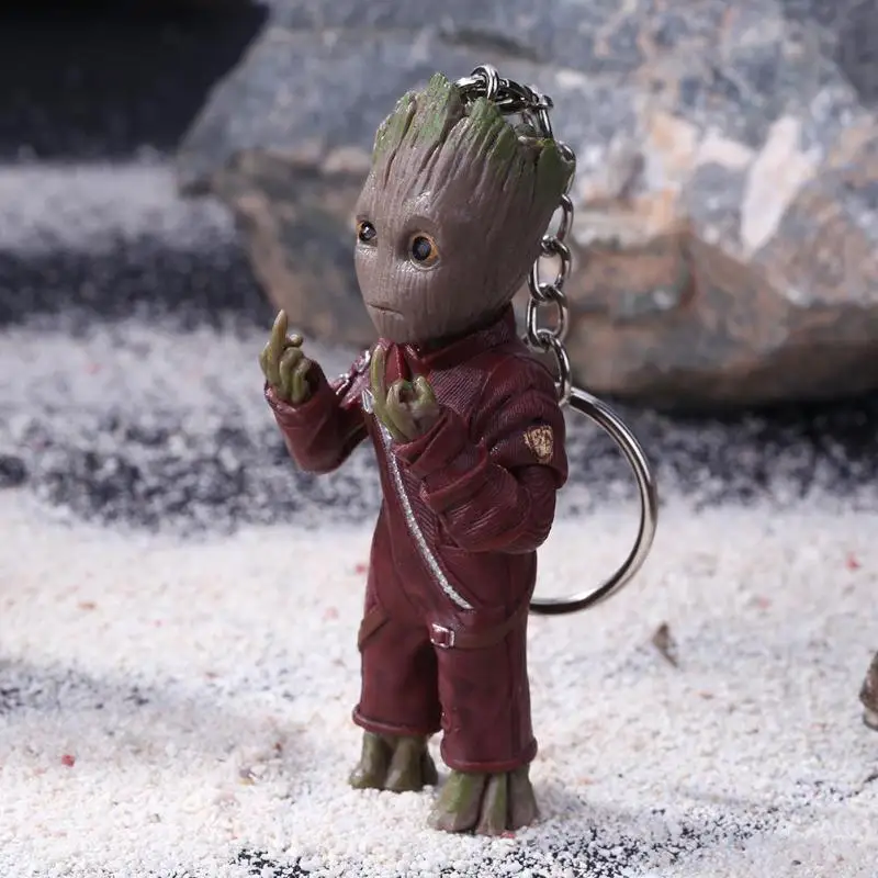 Baby Groot фигурки, игрушка, брелок для ключей, украшение для дома, Милая модель, игрушка для детей, мультяшное дерево, человек, брелок, Автомобильный подвесной декор, брелок